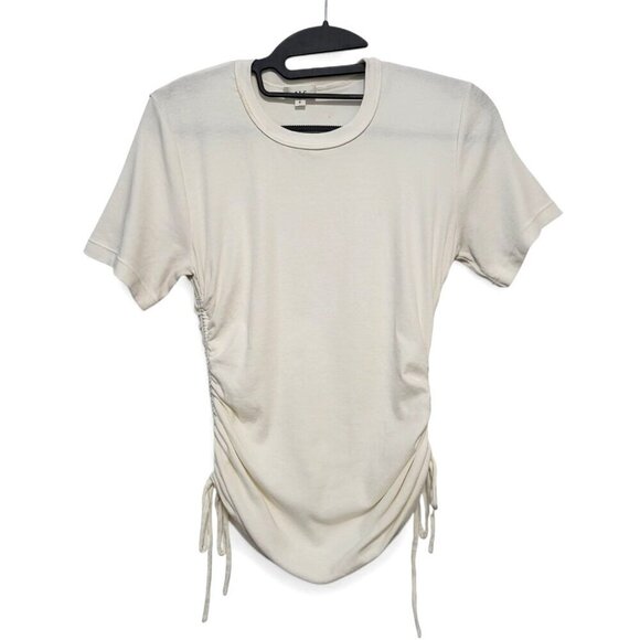 A.L.C. Austin Ruched Side Tie Tee Shirt Stretch Cotton Top - Picture 13 of 13